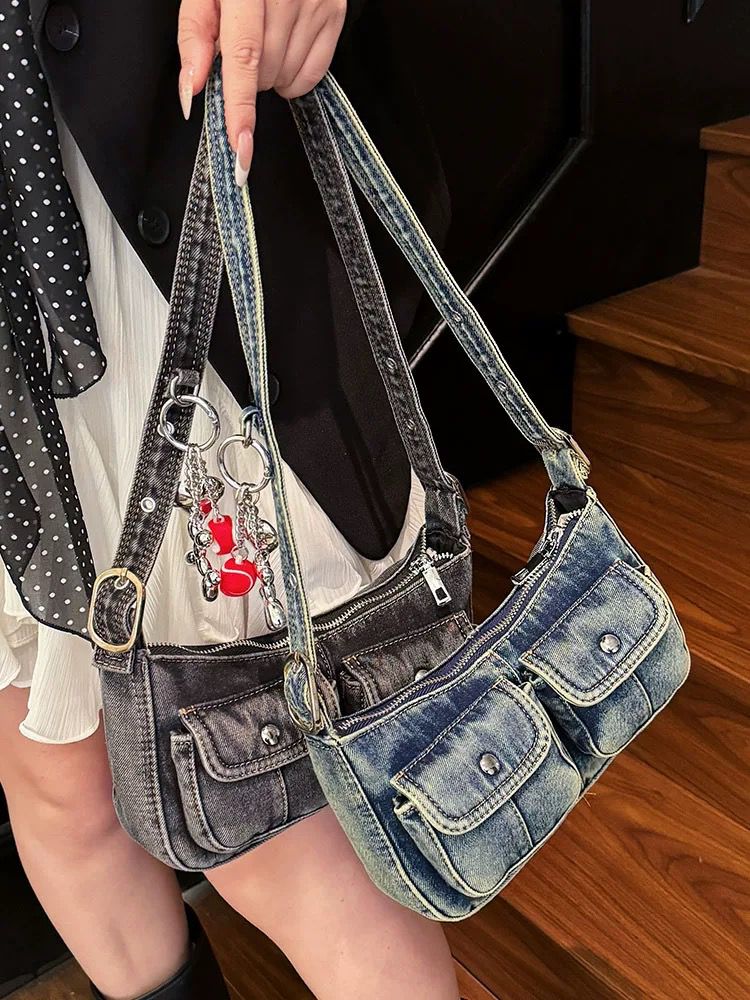 Denim Underarm Handbag