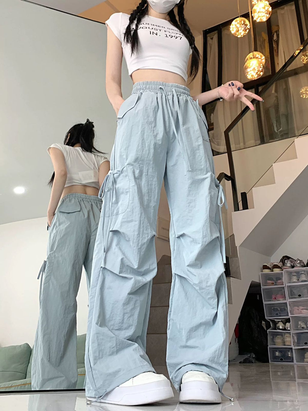 American Style Bow Tie Casual Pants