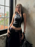 Zipper PU Leather Vest