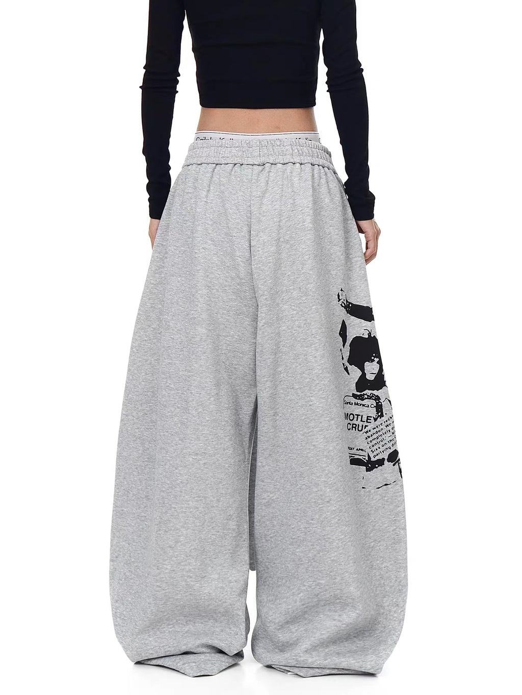 Strap Design Sweatpants loose Wide-Leg Casual Pants