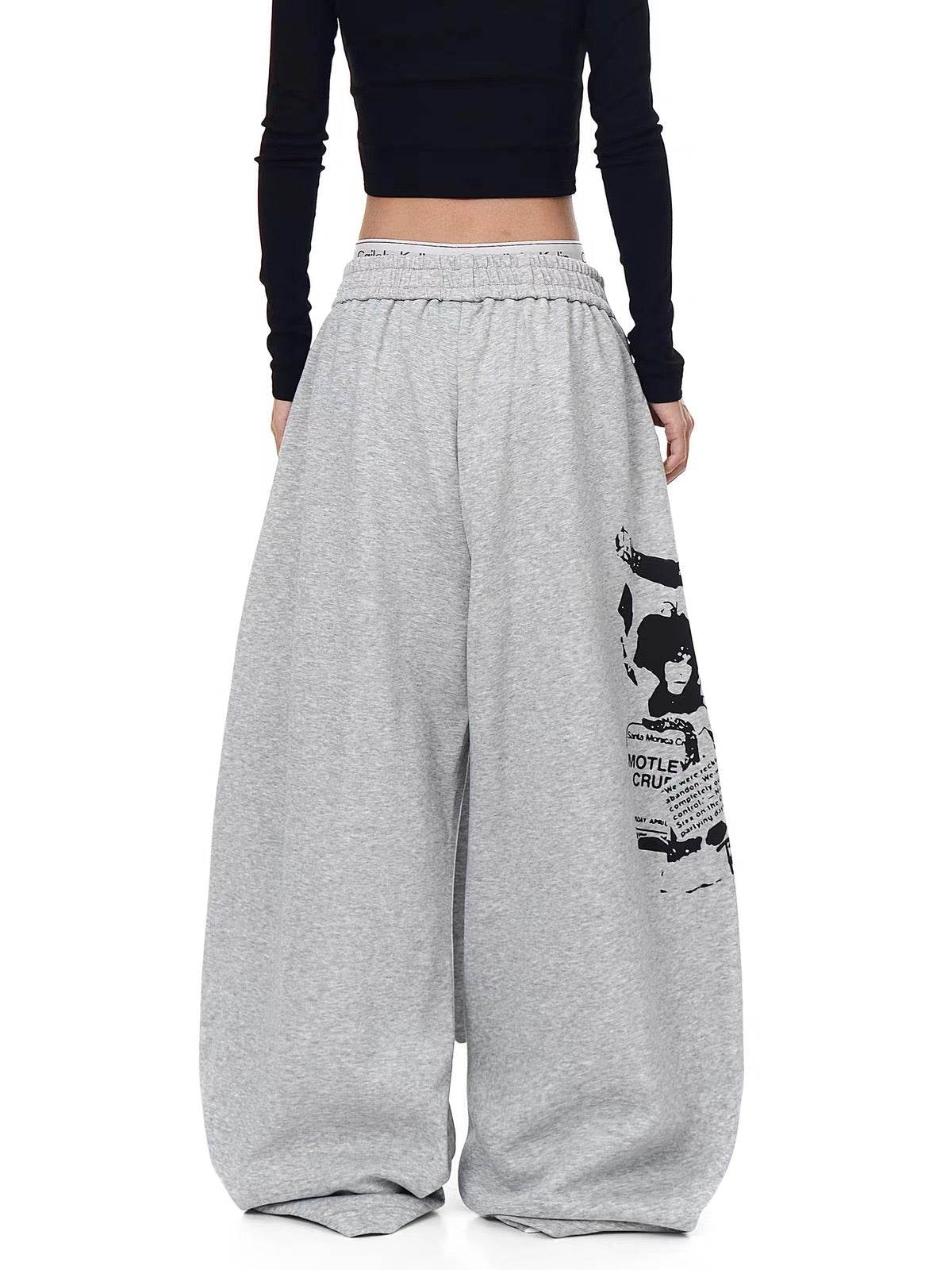 Strap Design Sweatpants loose Wide-Leg Casual Pants
