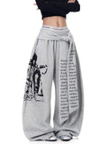 Strap Design Sweatpants loose Wide-Leg Casual Pants