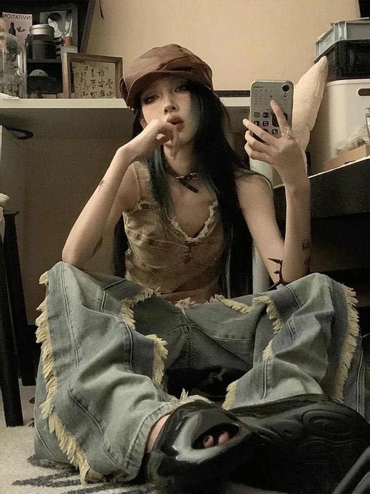 Splicing Tassel Y2k Oversized Pants