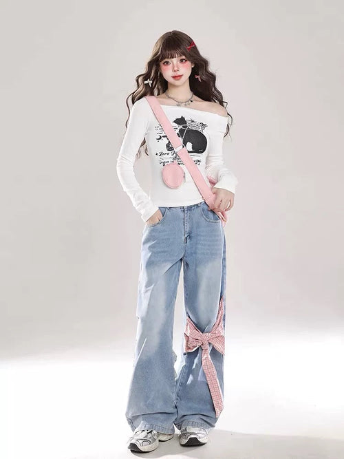 Barbie bow Style Jeans Pants