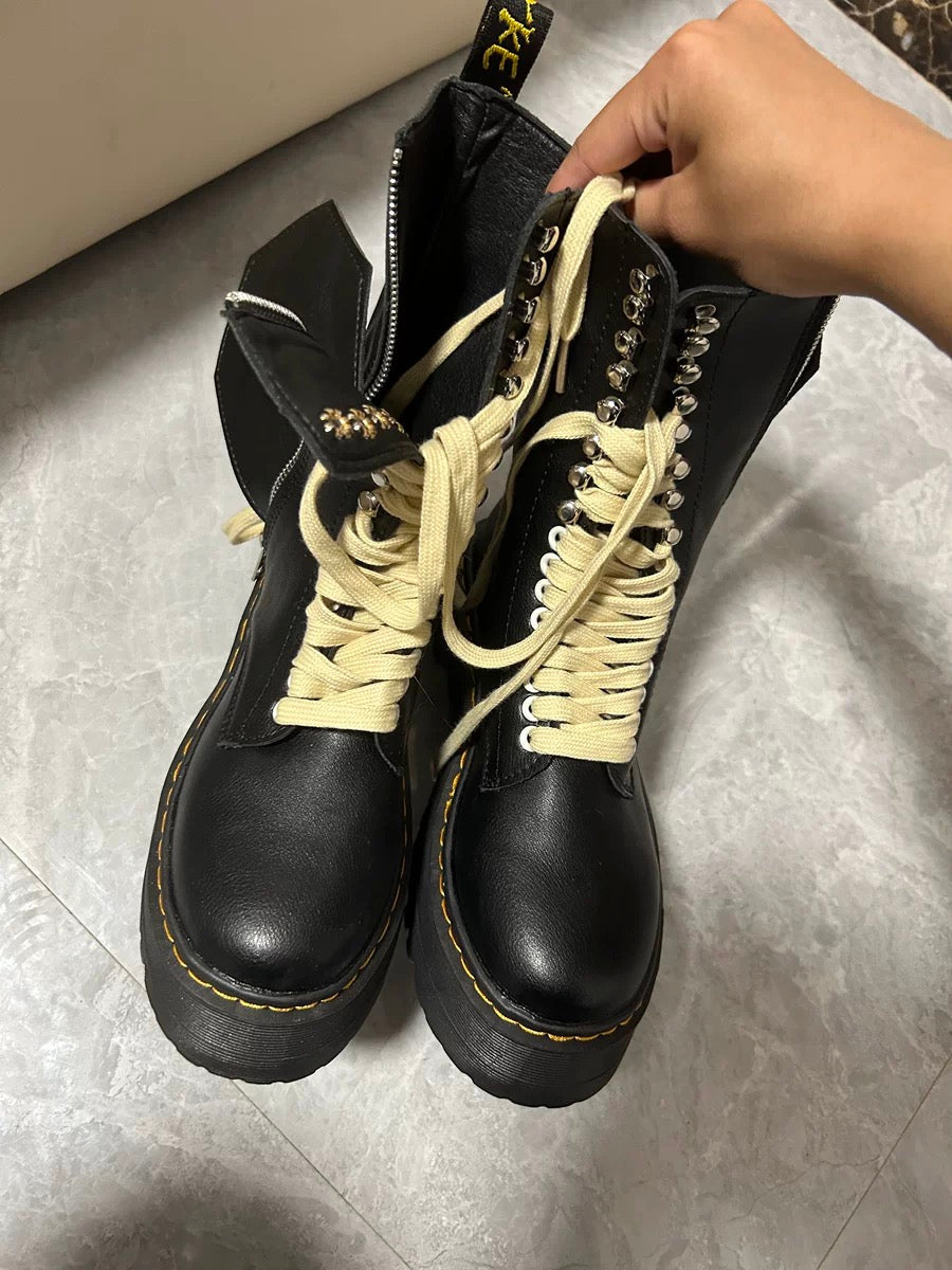 Rick Owens X Dr. Martens leather biker boots