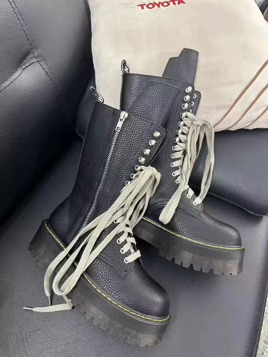 Rick Owens X Dr. Martens leather biker boots