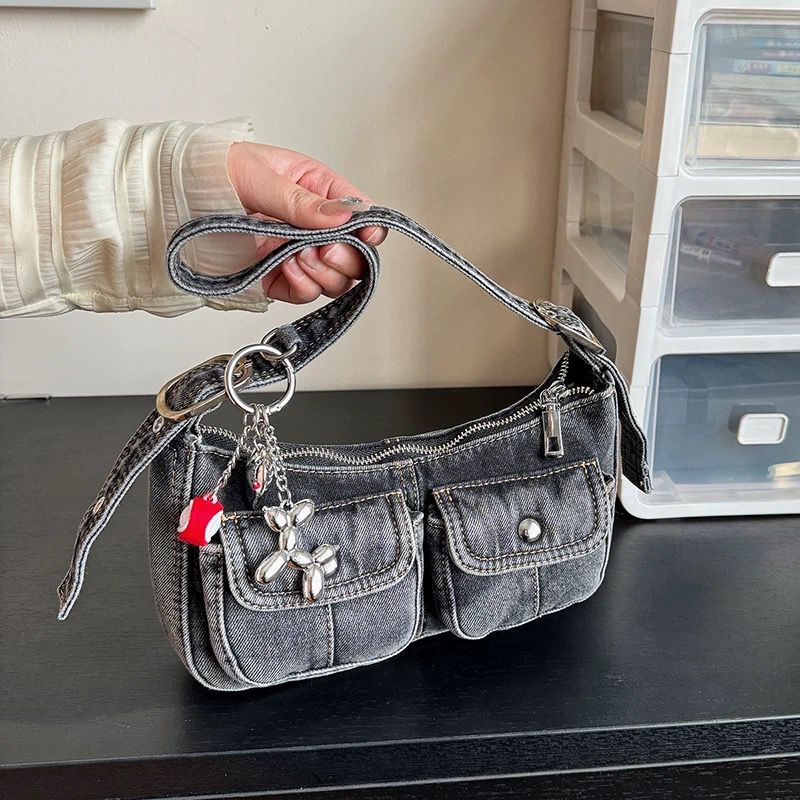 Denim Underarm Handbag