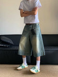 ウォッシュドデニムクロップドパンツ || Wash Blue Denim Jorts