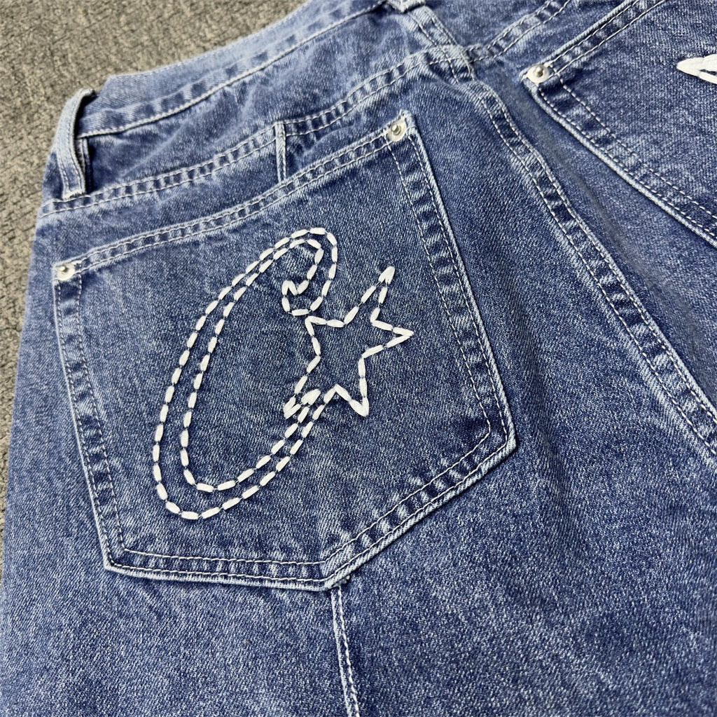 Corteiz C-Star Denim Jorts Faded Blue