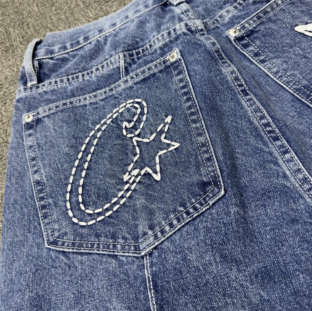 Corteiz C-Star Denim Jorts Faded Blue