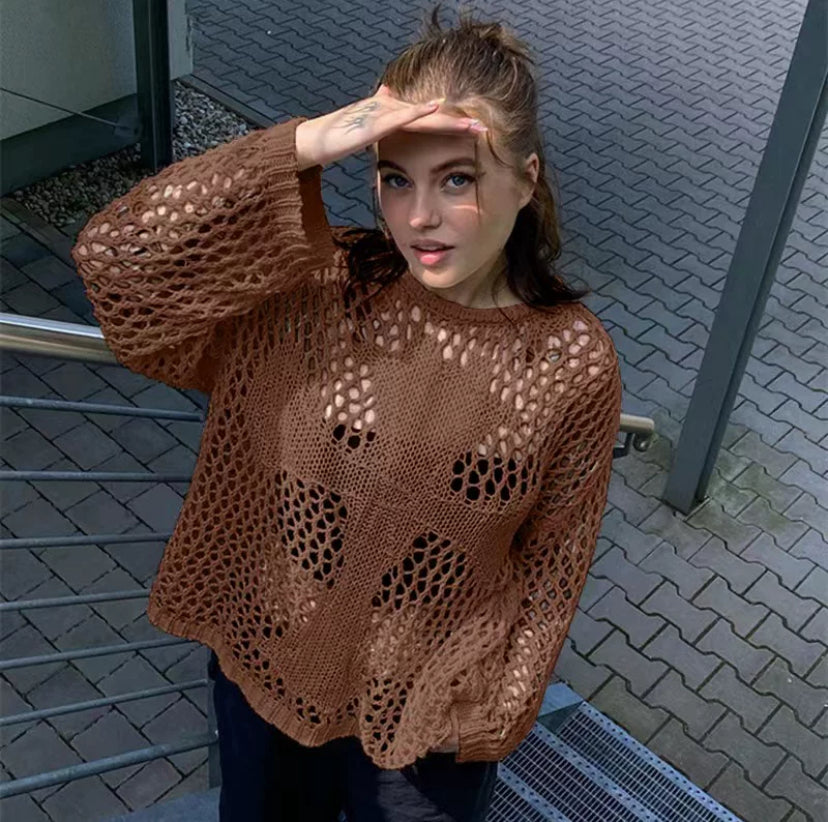 Cross Blessed Crochet Type Sweater